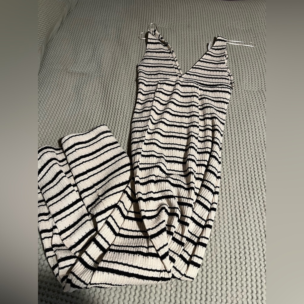 Zara Black and White Striped Knit Dress